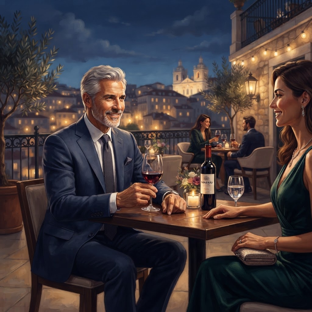 Homem elegante em restaurante refinado
